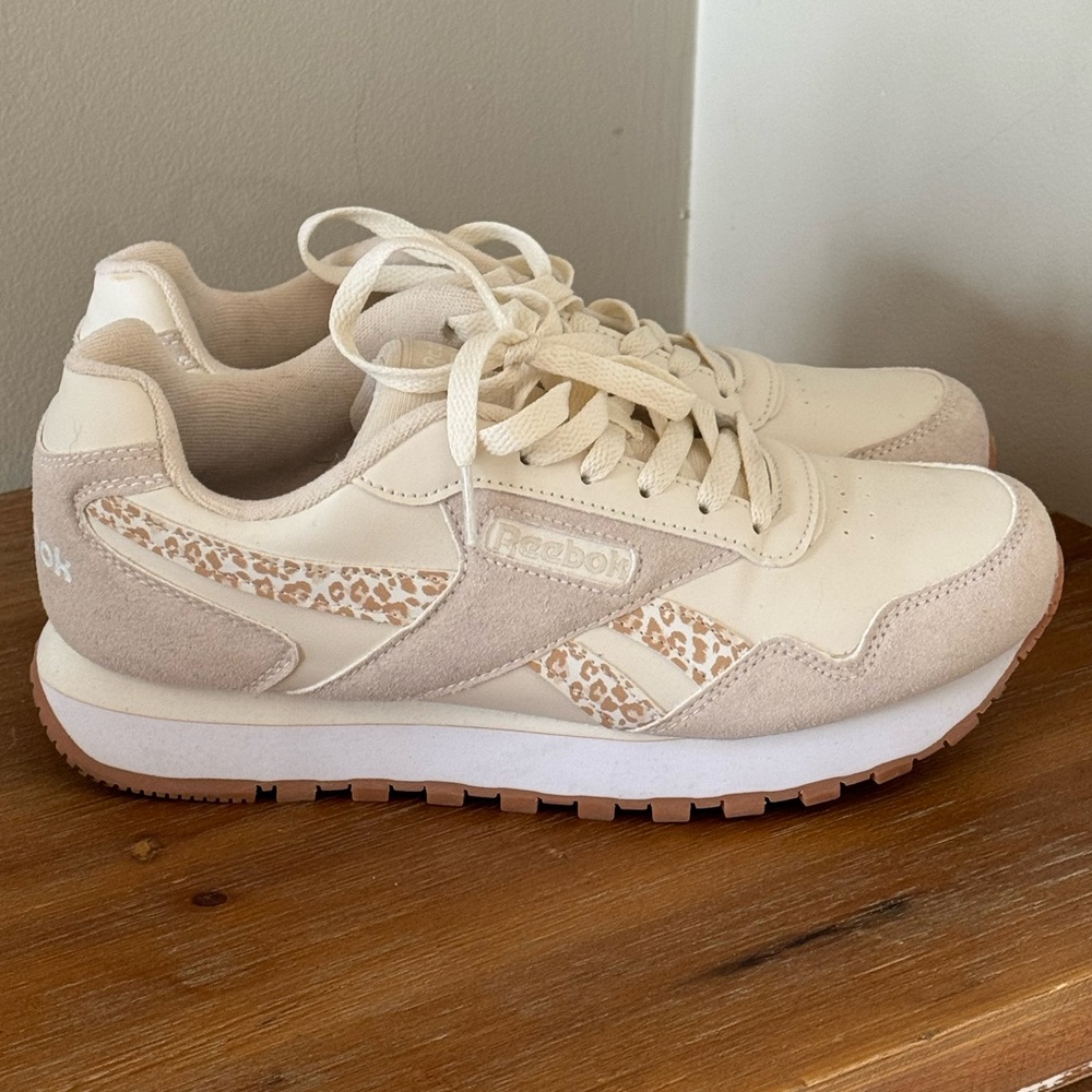 Reebok Women's Cream Leopard-Accent Sneakers
